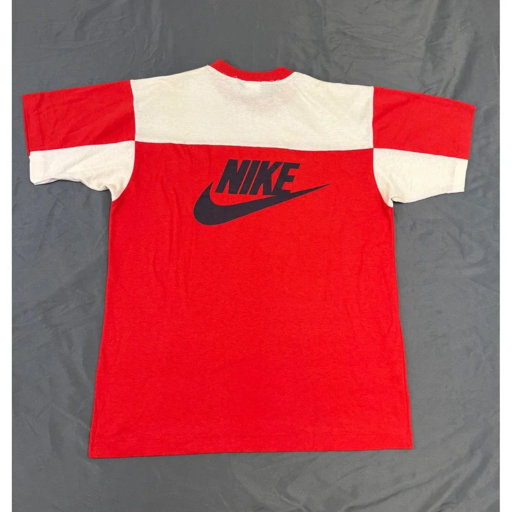 Vintage 90's Nike Colorblock T-Shirt Red White Made in USA Mens M Futura Logo